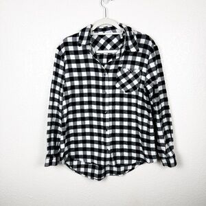 Peloton Black White Flannel Soft Shirt 100% Cotton Rare Size Medium